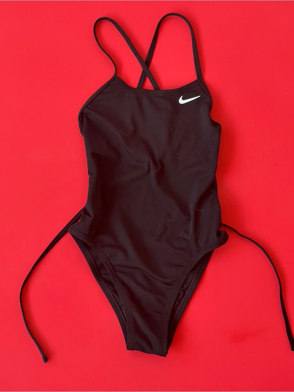 Nike Black One-Piece Swim Suit with White Swoosh